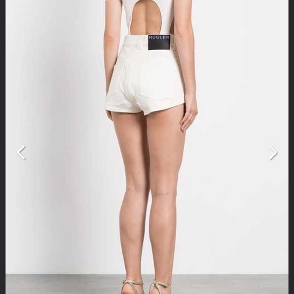 NEW Mugler Bi Material Spiral  DAIRY DENIM SHORTS - Picture 4 of 11